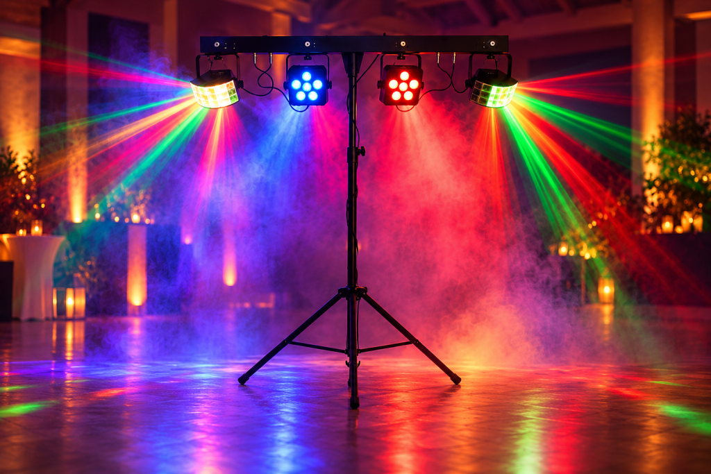bunte partybeleuchtung im nebel