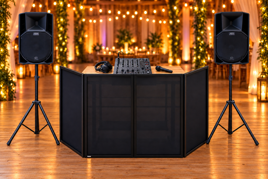 symmetrische dj station im festsaal